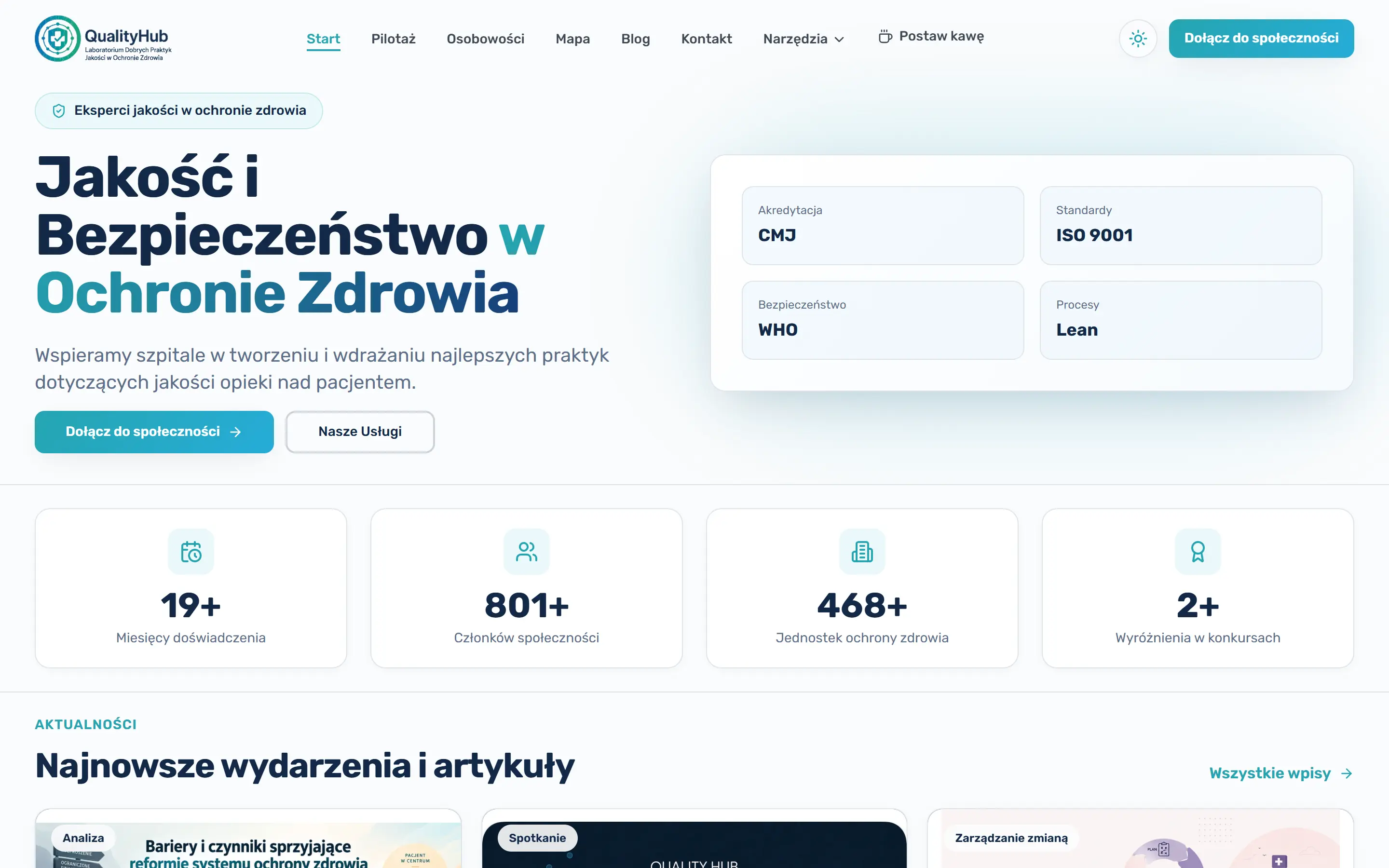 Zrzut ekranu platformy qhlab.pl – widok na desktopie